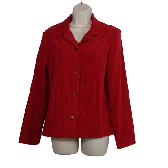 Vintage Y2K Briggs New York Red Button Up Shirt Jacket Women Size S Work Casual - Picture 1 of 10